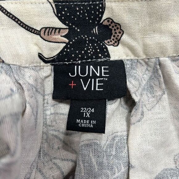 June + Vie Linen Square Neck Puff Sleeve Floral Top Women’s Size 22/24 1X - Picture 10 of 15